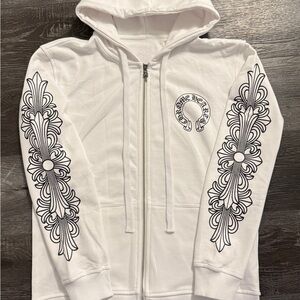 White Chrome Hearts zip